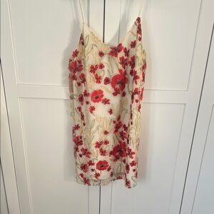 Little Moon Floral Mini Dress - Red and Cream